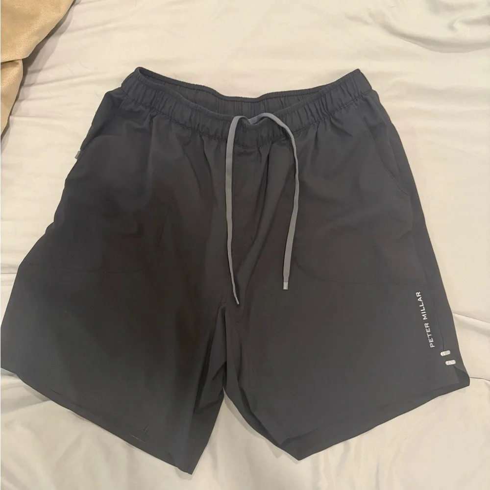 Peter Millar Black Athletic Stretch Drawstring Shorts - Picture 1 of 3